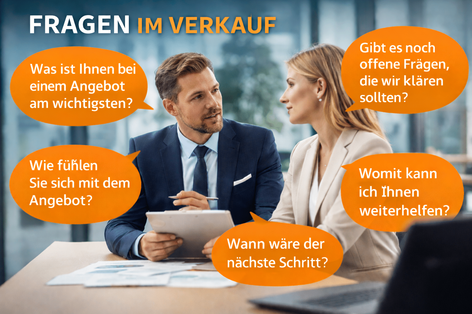 Fragen im Verkauf, fragen stellen im Verkaufsgespräch Kaltakquise