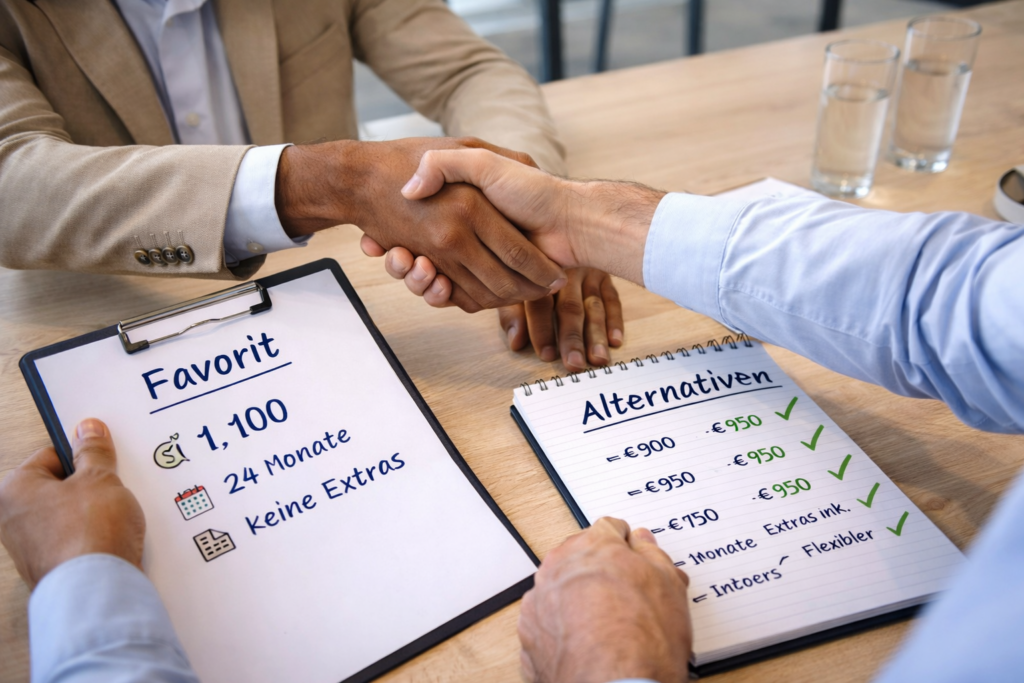 als erstes mit Favoriten Verhandeln, BATNA option